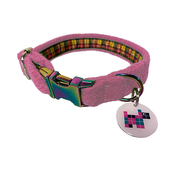 Pink harris 2024 tweed dog collar